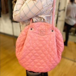 Chanel pink caviar leather runway bag
